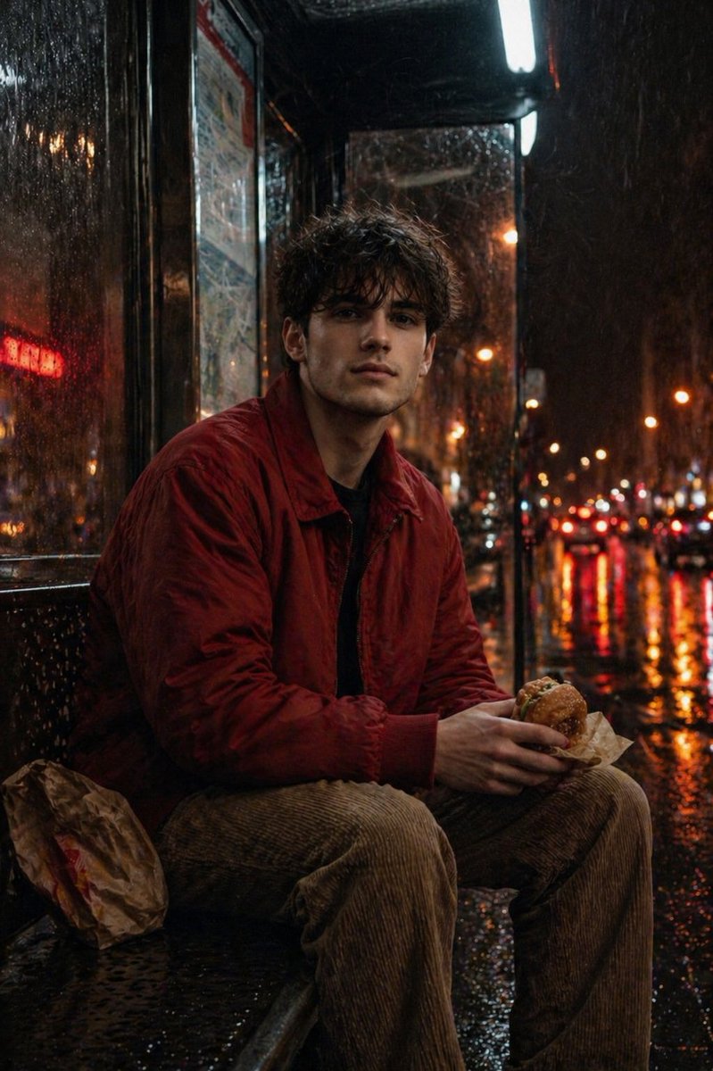 Rainy Bus Stop Portrait